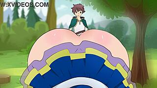 Aqua's short skirt sparks a steamy milf parody adventure
