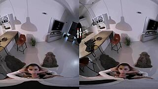 Gay hardcore scene in a dark room with VR experience