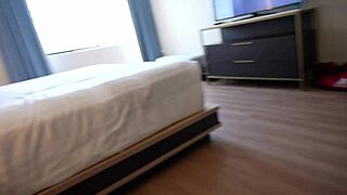 Redhead secretary's steamy solo show in the hotel room