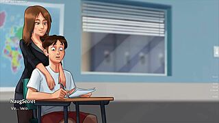 Big-boobed stepmom flaunts her assets in cartoon porn game