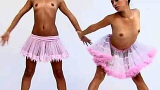 Petite Colombian girls Little Lorie and her friends in topless poses