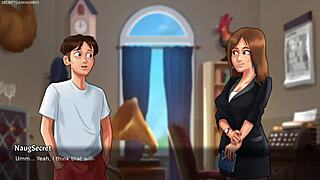 Big-boobed stepmom flaunts her assets in cartoon porn game
