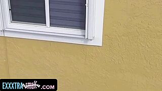 A voyeur gets punished in a garage roleplay scene