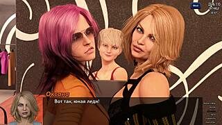 Hentai game with hot big boobed MILF and cunilingus scene