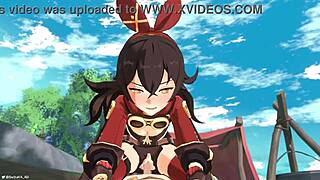 Hentai animation of Amber and Aether from Genshin Impact