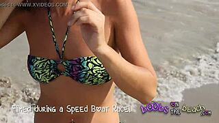 European hotties get naughty in topless beach interviews