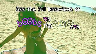 European hotties get naughty in topless beach interviews