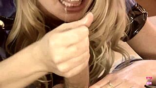 Hot blonde cop gets deepthroat and facial in office