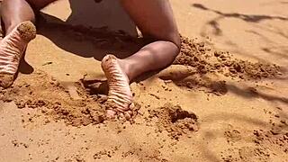 Public beach fun with hot shemale Ladysilva and more