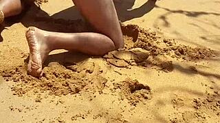Public beach fun with hot shemale Ladysilva and more
