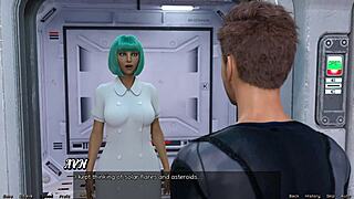 Black beauty gets cum in her mouth in a space adventure
