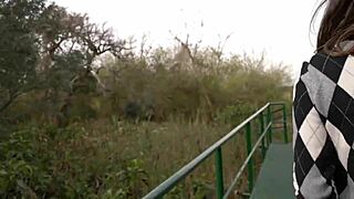 Skinny teen gets fucked in public park by chance