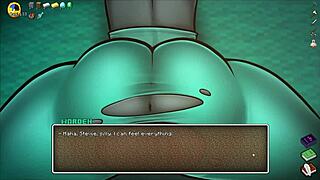 Warden pleasures Steve's big cock in yoga pants in Hentai