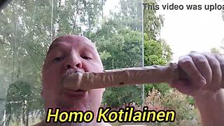 Naked Scandinavian hunk enjoys gay sex with a dildo