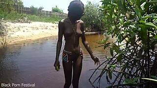 Narrow ass Zulu beauty gets fucked in the river
