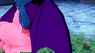 See through Morrigan in hardcore Halloween hentai action