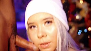 Chubby blonde bombshell gets messy with a big cock