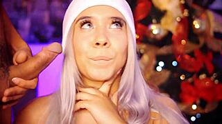 Chubby blonde bombshell gets messy with a big cock