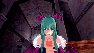 See through Morrigan in hardcore Halloween hentai action