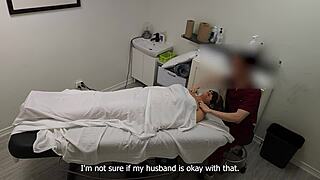 Rita, a beautiful MILF, gets a hot blowjob and fucked during a couples massage