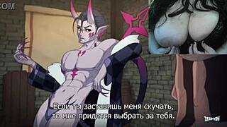 Oiled up BBW gets dominated by a femdom demon girl