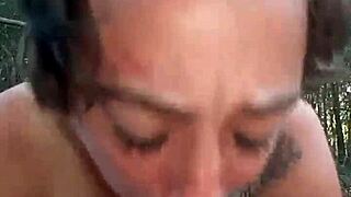 Big cock amateur gets messy facial in public