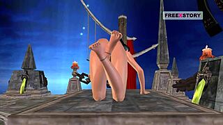 3D cartoon of sexy girl masturbating with carrot