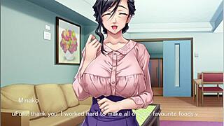 Step-grandma’s visit on a Saturday – hot scene from an anime game