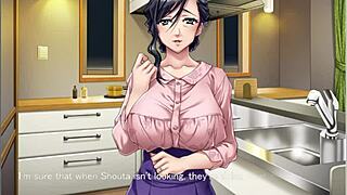 Step-grandma’s visit on a Saturday – hot scene from an anime game