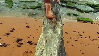 Public beach encounter with hot Latina gay prostitute