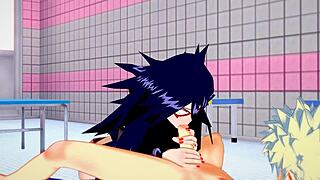 Big cocked Bakugo gets a hot Asian cosplay blowjob