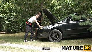 Husband watches as mature wife gets fucked by a black stud