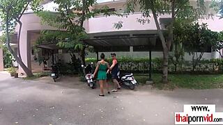 Busty amateur Thai teen Polly teases and fucks big cock