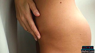 Canadian centerfold Hailey afton strips down in solo scene