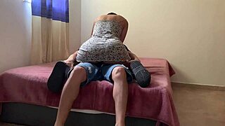 Hot wife's roleplay in the bedroom with big natural tits