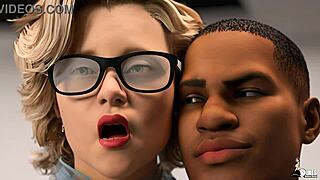 3D video of a boss and his secretary with big curves and huge assets