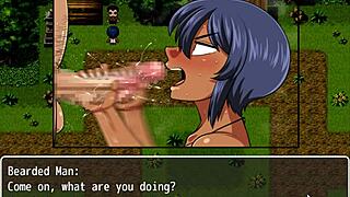 3D game with big-boobed girl getting a facial cumshot