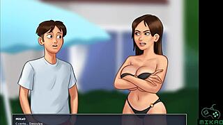 Outdoor sex with stepmother in public - Summertime saga