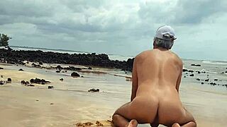 Hot Latina shemale Ladysilva goes wild on the beach