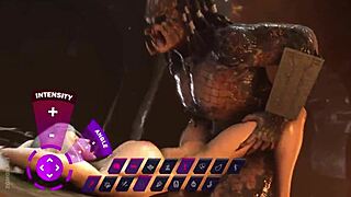 3D animated sex with big cock monsters and babes