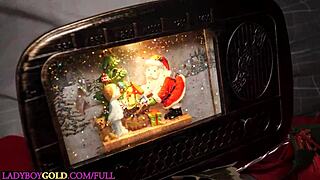 Asian transsexual Lanta gets ass to mouth Xmas treat