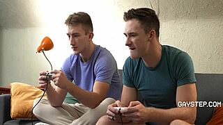 Jock's private playtime with gay stepbro in naughty scenes