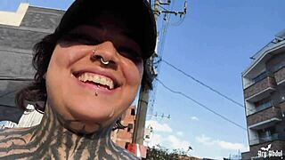 A slut who loves to perform public sex loses a game of strip rock paper scissors and then has a facial on the street