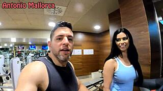 Big tits and hard pussy fuck in the gym with a Brazilian beauty