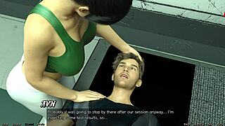 Hot yoga with a big-boobed MILF in space