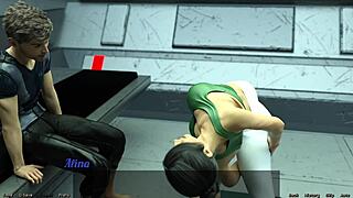 Hot yoga with a big-boobed MILF in space