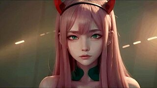Zero Two, the Darling in the Franxx character, in a nude illustration created with the help of AI