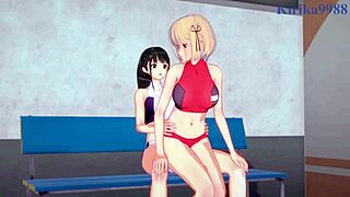 Futanari sex with Chisato and Takina in Lycoris Recoil