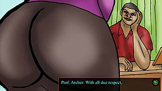 A white professor with an extra-large butt gets into a three woman threesome and is dominated by a pimp in a cartoon