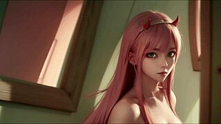 Zero Two, the Darling in the Franxx character, in a nude illustration created with the help of AI